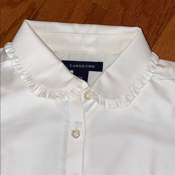 Lands End wht ruffle collar uniform shirt sz 6x - Picture 2 of 6